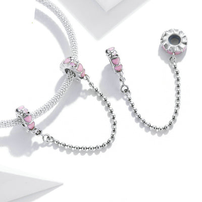 Cadena de Seguridad Posicionadora Love 925 Plata con Silicona Rosa - Image 9