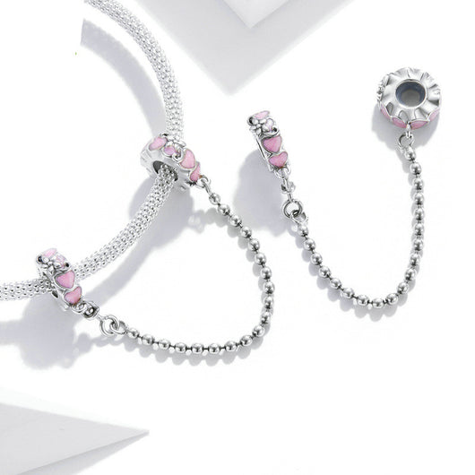 Cadena de Seguridad Posicionadora Love 925 Plata con Silicona Rosa - Image 9