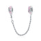Cadena de Seguridad Posicionadora Love 925 Plata con Silicona Rosa