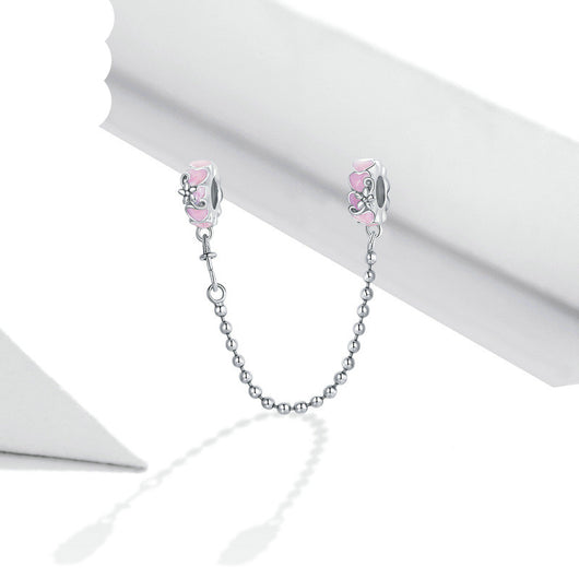 Cadena de Seguridad Posicionadora Love 925 Plata con Silicona Rosa - Image 10