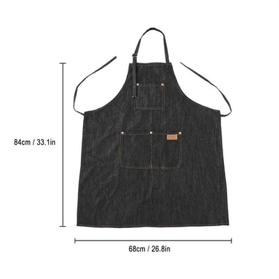 Delantal Japonés de Trabajo Tipo Halter en Denim Vulcanizado Negro - Image 7