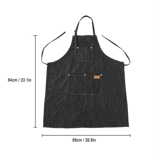 Delantal Japonés de Trabajo Tipo Halter en Denim Vulcanizado Negro - Image 7