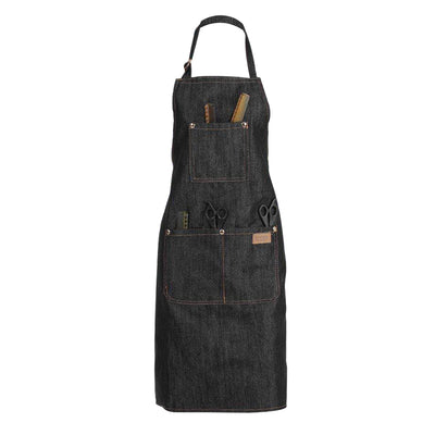 Delantal Japonés de Trabajo Tipo Halter en Denim Vulcanizado Negro