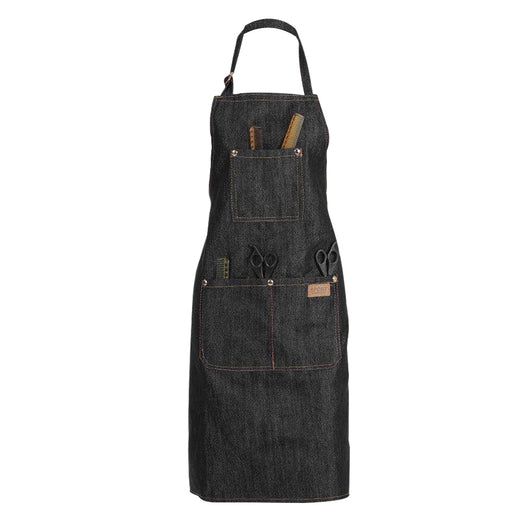 Delantal Japonés de Trabajo Tipo Halter en Denim Vulcanizado Negro