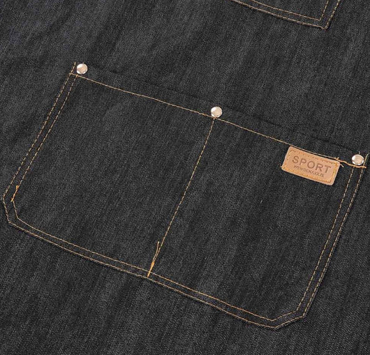 Delantal Japonés de Trabajo Tipo Halter en Denim Vulcanizado Negro - Image 5