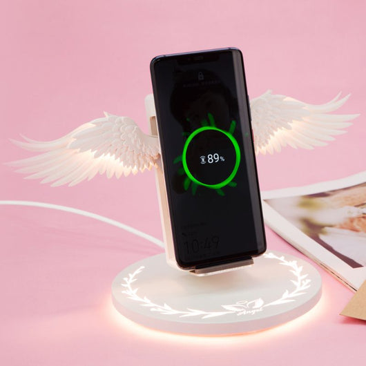 Cargador Inalámbrico Qi con Alas LED Multicolor - Dock Rápido para Celular - Image 2