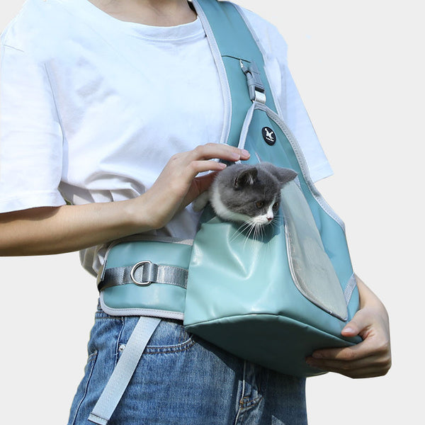 Mochila Transportadora de Cuero para Mascotas con Diseño Plegable