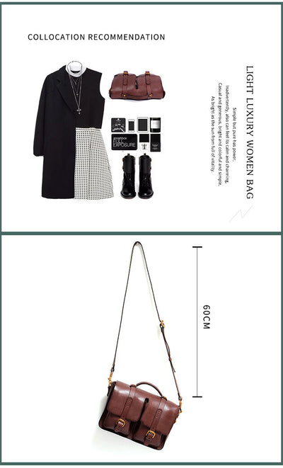 Bolso Bandolera Retro de Cuero Genuino - Diseño Trendy para Mujer - Image 9