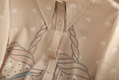 Blusa Suelta Lunares Retro con Botones Simples y Mangas Largas para Mujer - Image 9