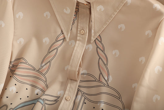Blusa Suelta Lunares Retro con Botones Simples y Mangas Largas para Mujer - Image 9