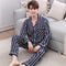 Pijama de Pareja Estilo Coreano en Seda Artificial a Rayas