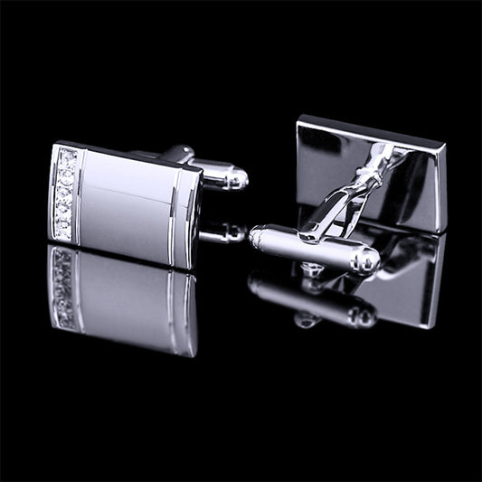 Gemelos de Plata con Diamantes para Hombre - Diseño Ejecutivo Personalizables