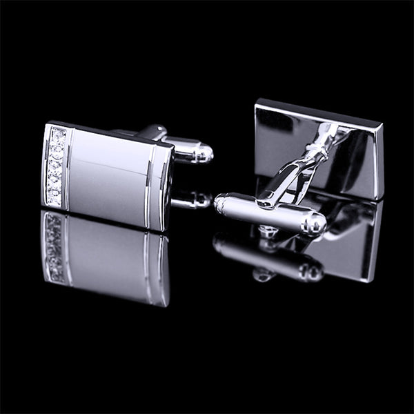 Gemelos de Plata con Diamantes para Hombre - Diseño Ejecutivo Personalizables