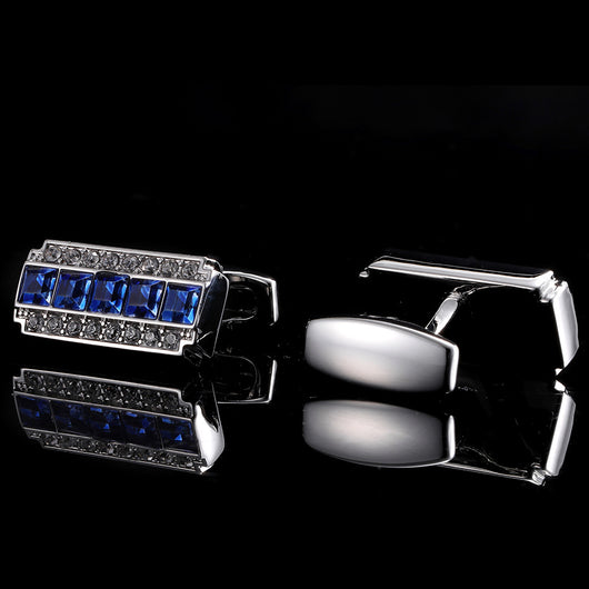 Gemelos de Cristal Bicolor Azul y Blanco para Camisa Francesa de Negocios - Image 5