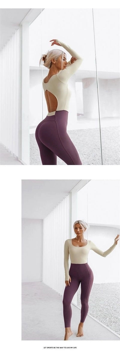 Traje de Ballet Deportivo Manga Larga con Espalda Modeladora y Costuras Integradas - Image 5