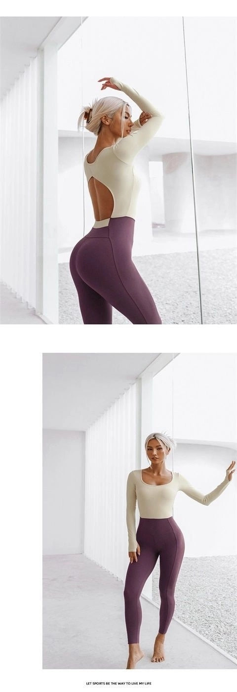 Traje de Ballet Deportivo Manga Larga con Espalda Modeladora y Costuras Integradas - Image 5