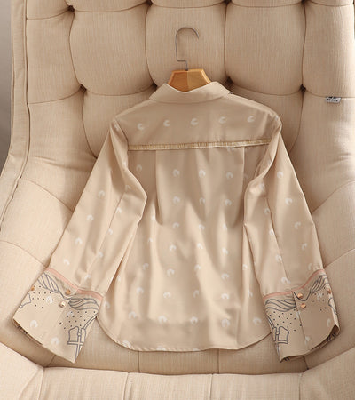 Blusa Suelta Lunares Retro con Botones Simples y Mangas Largas para Mujer - Image 2