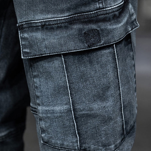 Pantalones Vaqueros Rectos con Múltiples Bolsillos Estilo Retro para Hombre - Image 13