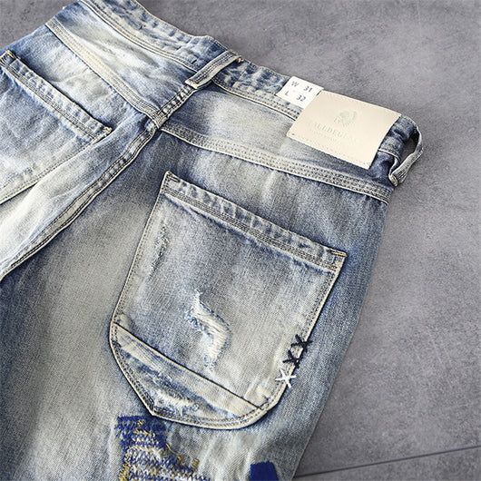 Pantalones Cortos Denim Rotos Estilo Europeo Americano para Hombre - Image 6