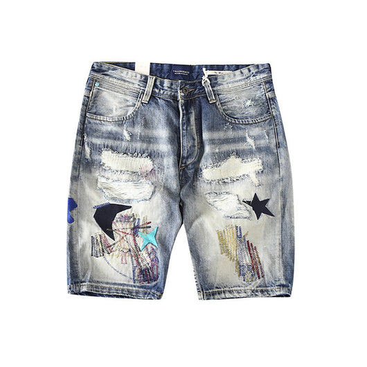 Pantalones Cortos Denim Rotos Estilo Europeo Americano para Hombre - Image 4