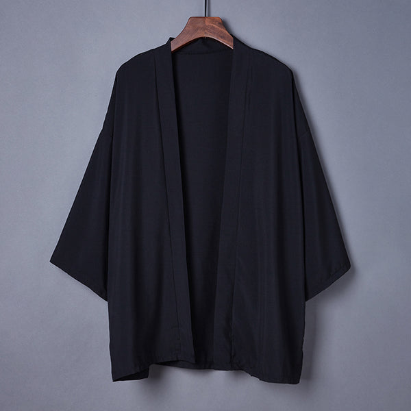 Kimono Cardigan Estilo Ukiyo-e Colores Sólidos Versátil
