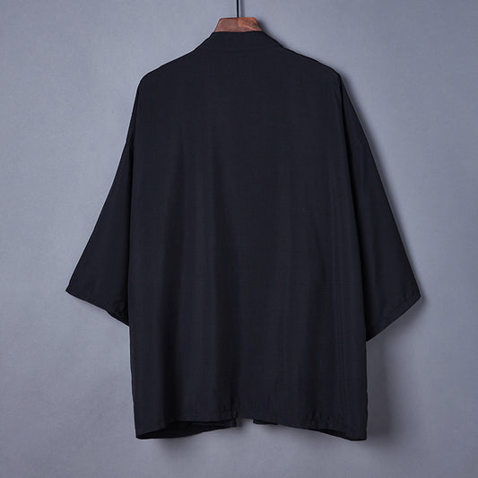 Kimono Cardigan Estilo Ukiyo-e Colores Sólidos Versátil - Image 2