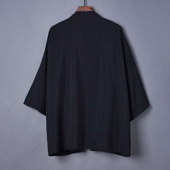 Kimono Cardigan Estilo Ukiyo-e Colores Sólidos Versátil