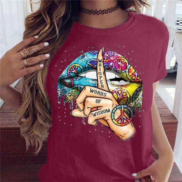 Playera Gesto de Silencio con Labios - Manga Corta