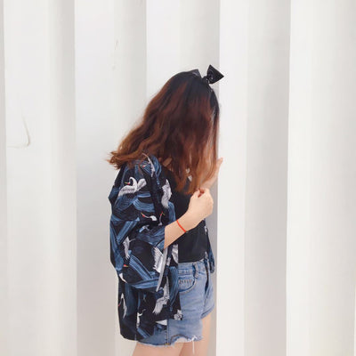 Ropa de Protección Solar Suelta Talla Plus con Estampado de Grúa - Image 6
