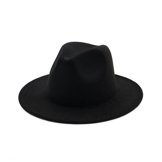 Sombrero Jazz de Ala Ancha para Mujer - Elegante Gorro de Lana Negra - Image 2