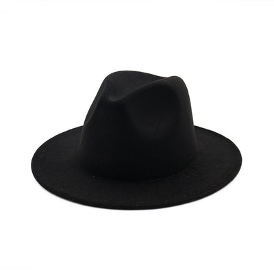Sombrero Jazz de Ala Ancha para Mujer - Elegante Gorro de Lana Negra - Image 2