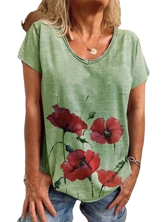 Camisa de Algodón Estampada Cuello V Manga Corta para Verano - Image 5