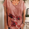 Camisa de Algodón Estampada Cuello V Manga Corta para Verano