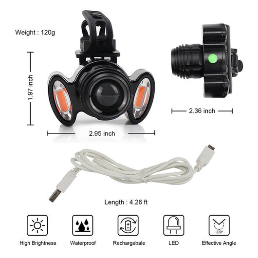 Luz Frontal para Bicicleta USB Recargable 4 Modos Impermeable - Image 13