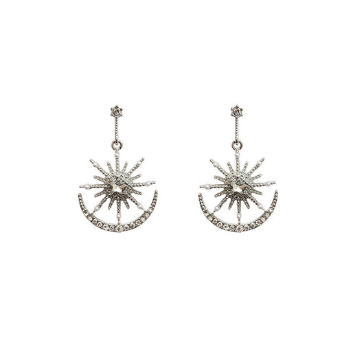Aretes de Estrella y Luna Incrustados - Diseño Minimalista para Chicas Modernas