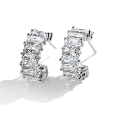 Aretes en Forma de C con Cristales Multicolores - Image 5