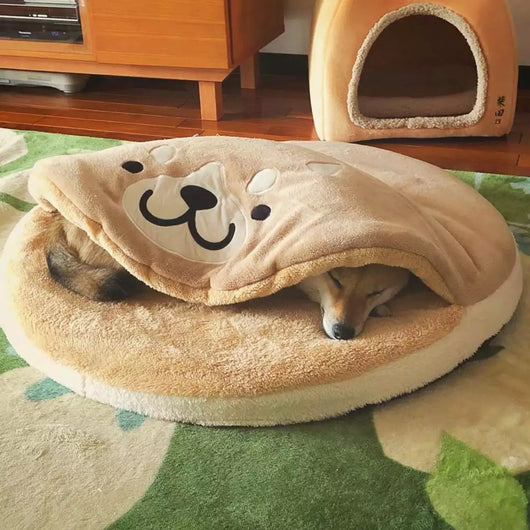 Cama Dorayaki para Gatos y Perros - Colchoneta Acogedora con Diseño de Casita Corgi - Image 4