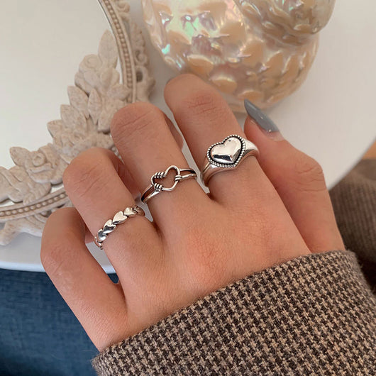 Anillo de Plata 925 Calado Diseño Corazón Abierto