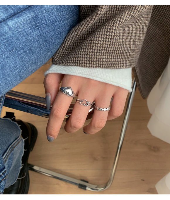 Anillo de Plata 925 Calado Diseño Corazón Abierto