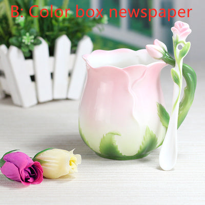 Juego de Tazas de Cerámica Estilo Europeo para Café y Té Rosa - Image 8