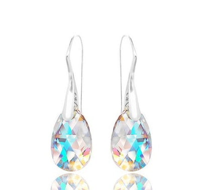 Aretes de Cristal Multicolor con Gota Elegante