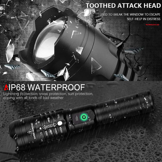Linterna LED Recargable USB con Zoom y 5 Modos - Impermeable para Exterior - Image 5