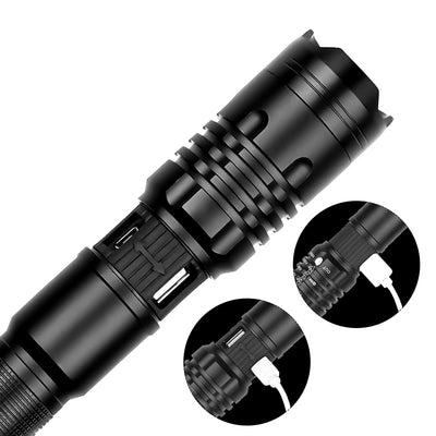Linterna LED Recargable USB con Zoom y 5 Modos - Impermeable para Exterior - Image 9