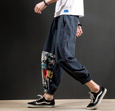 Pantalones Harem Casuales de Algodón y Lino para Hombre - Image 3