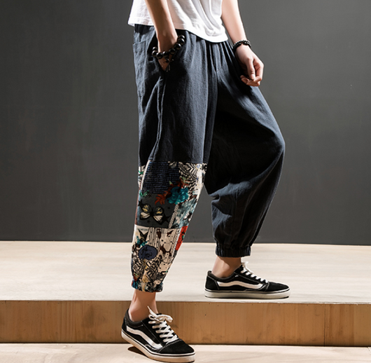 Pantalones Harem Casuales de Algodón y Lino para Hombre - Image 5