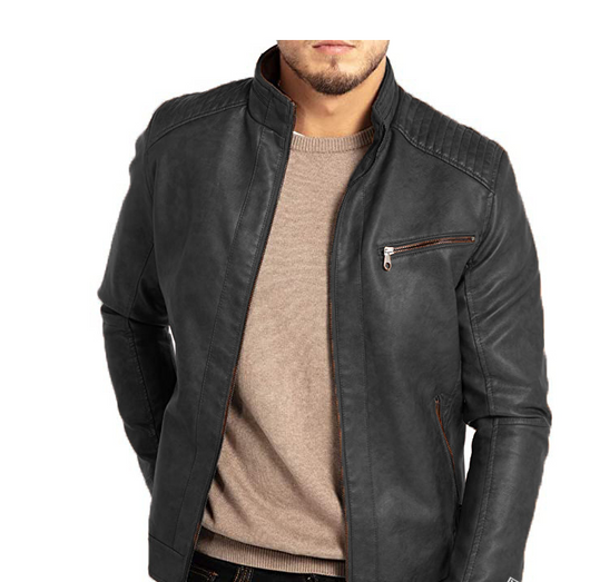 Chaqueta de Cuero Slim Fit con Cuello Mao - Estilo Europeo y Americano - Image 10