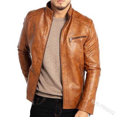 Chaqueta de Cuero Slim Fit con Cuello Mao - Estilo Europeo y Americano - Image 4