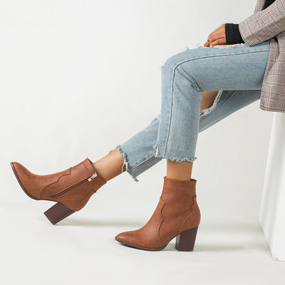 Botas Cortas de Tacón Grueso para Otoño e Invierno - Image 10