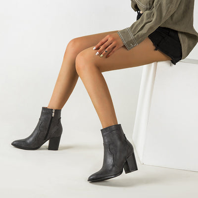 Botas Cortas de Tacón Grueso para Otoño e Invierno - Image 7