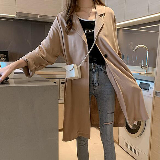 Abrigo Trench Corto Entallado para Mujer - Cardigan Elegante de Manga Larga - Image 10